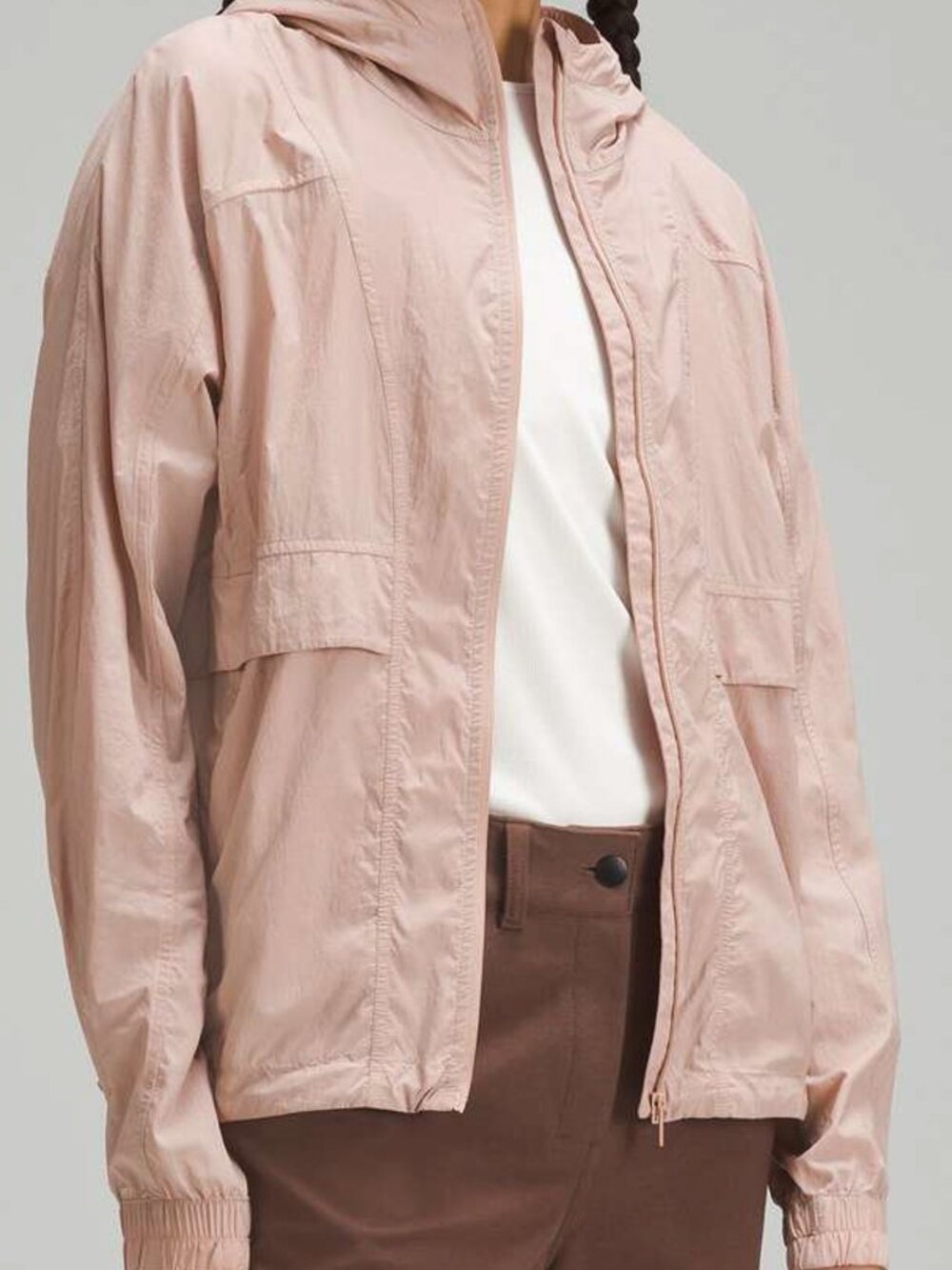 Lululemon Hood-Lite Jacket W4BZ1S Packable Windbreaker Pink Clay Womens Size 10